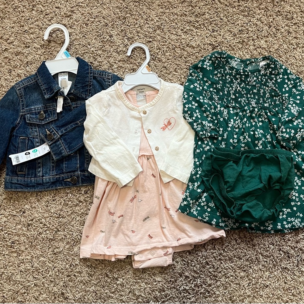 Denim jacket and 2 dresses bundle